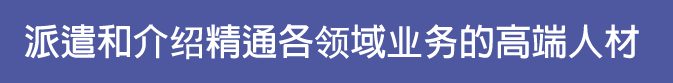 派遣和介绍精通各领域业务的高端人材