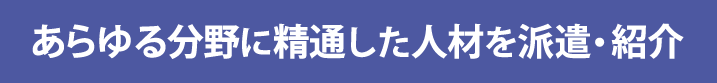 あらゆる分野に精通した人材を派遣・紹介